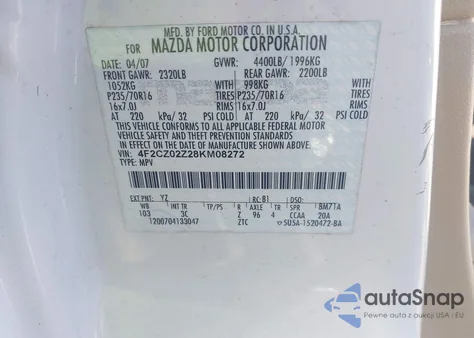 2008 Mazda Tribute I Sport from USA, damaged, VIN 4F2CZ02Z28KM08272